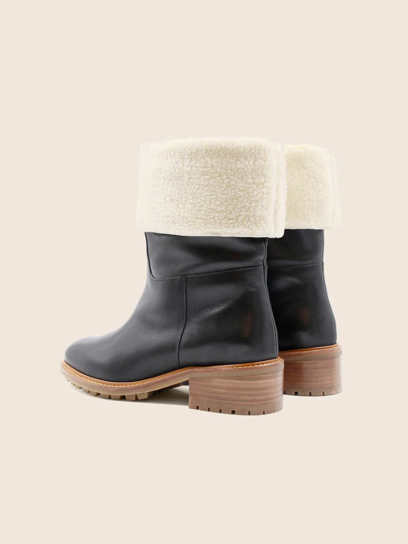 Bottes fourrées cuir noir
