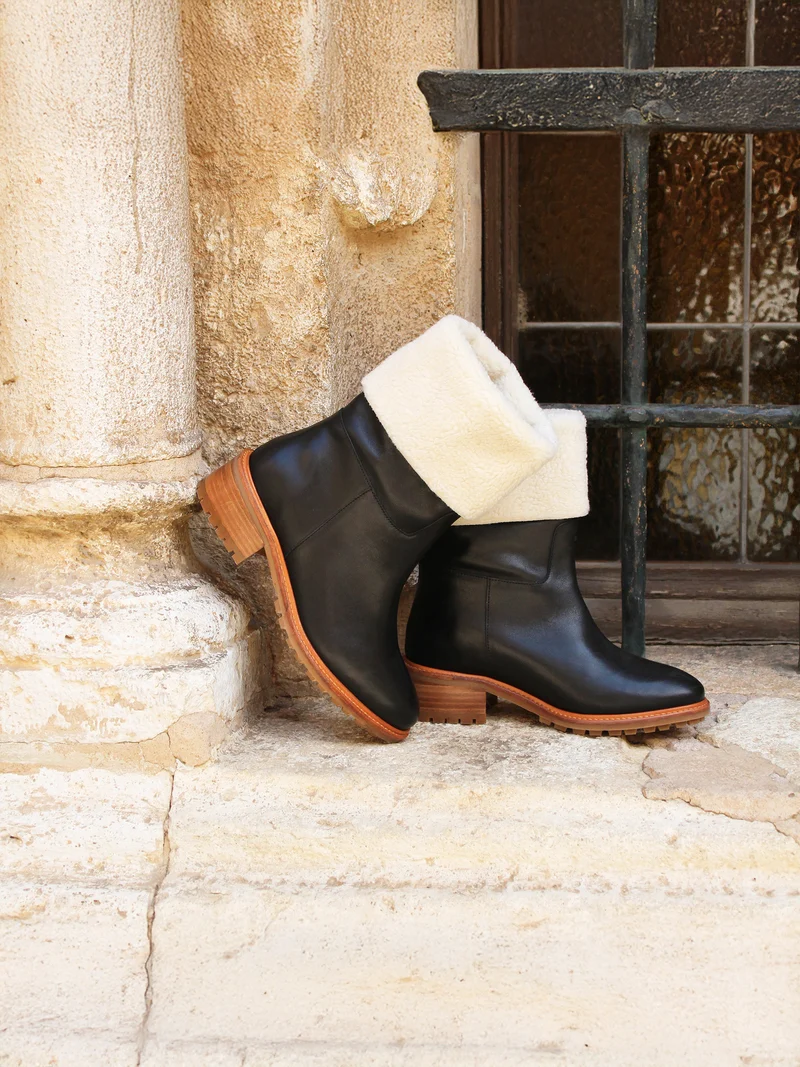 Bottes fourrées cuir noir