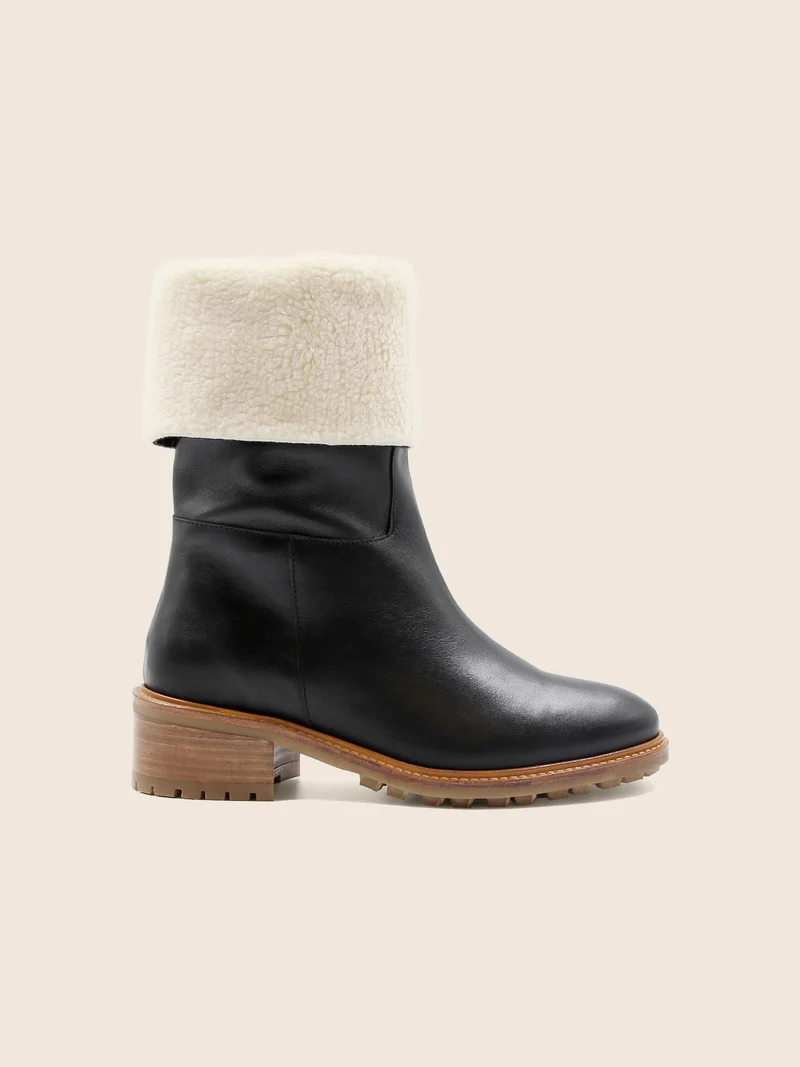 Bottes fourrées cuir noir