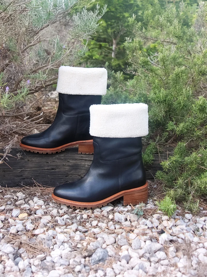 Bottes fourrées cuir noir