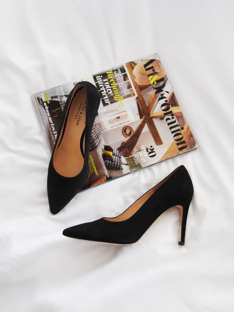 Escarpins cuir daim noir