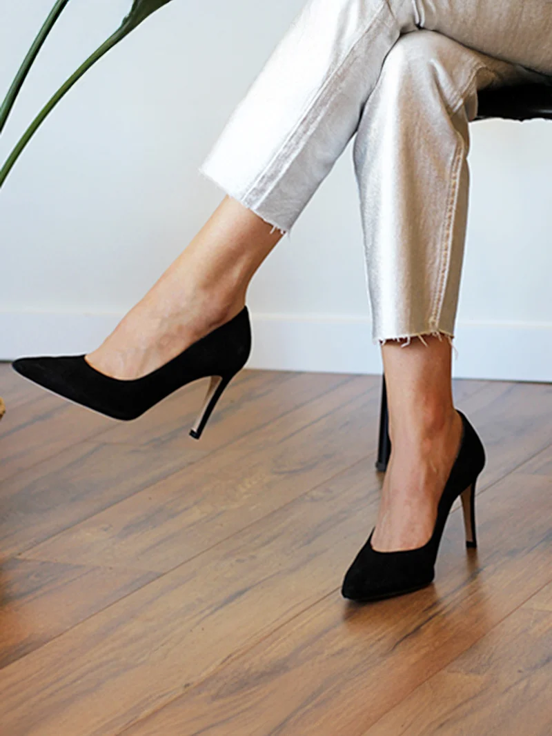 Escarpins cuir daim noir