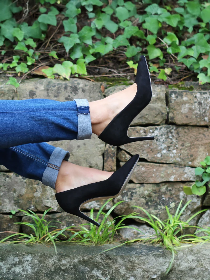 Escarpins cuir daim noir