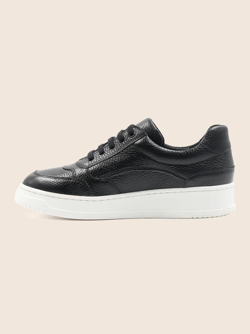 Baskets vintage cuir grainé noir