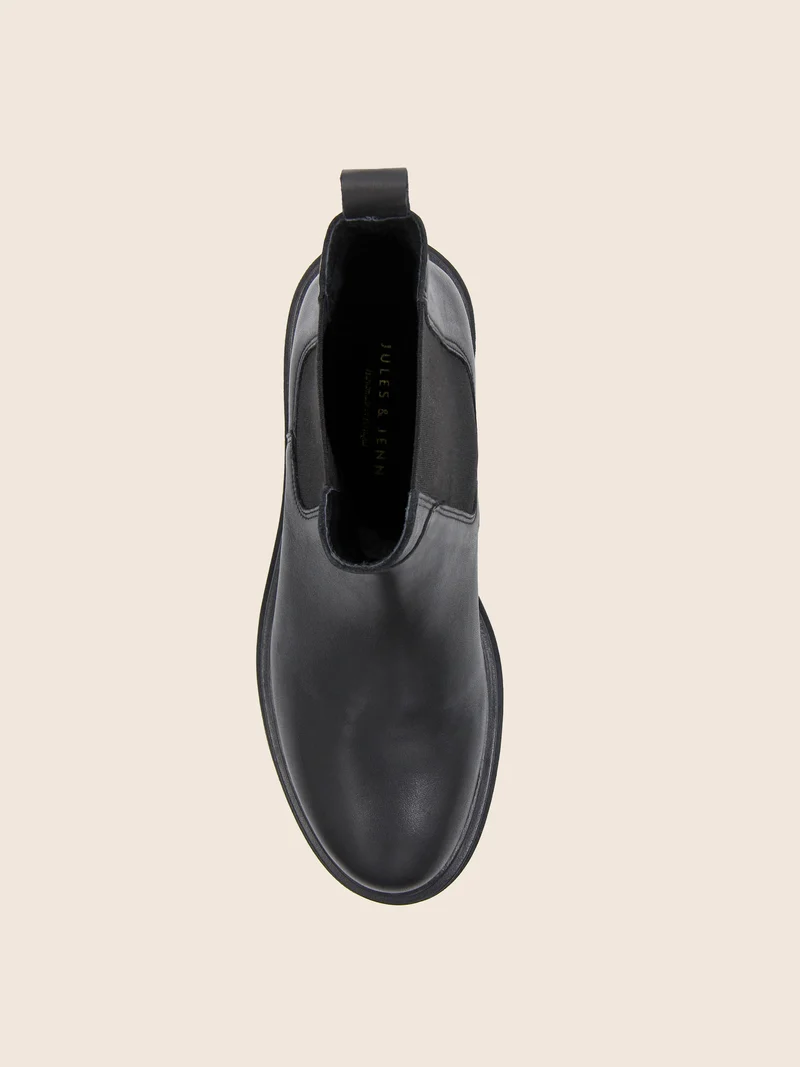 Bottines Chelsea crantées cuir noir