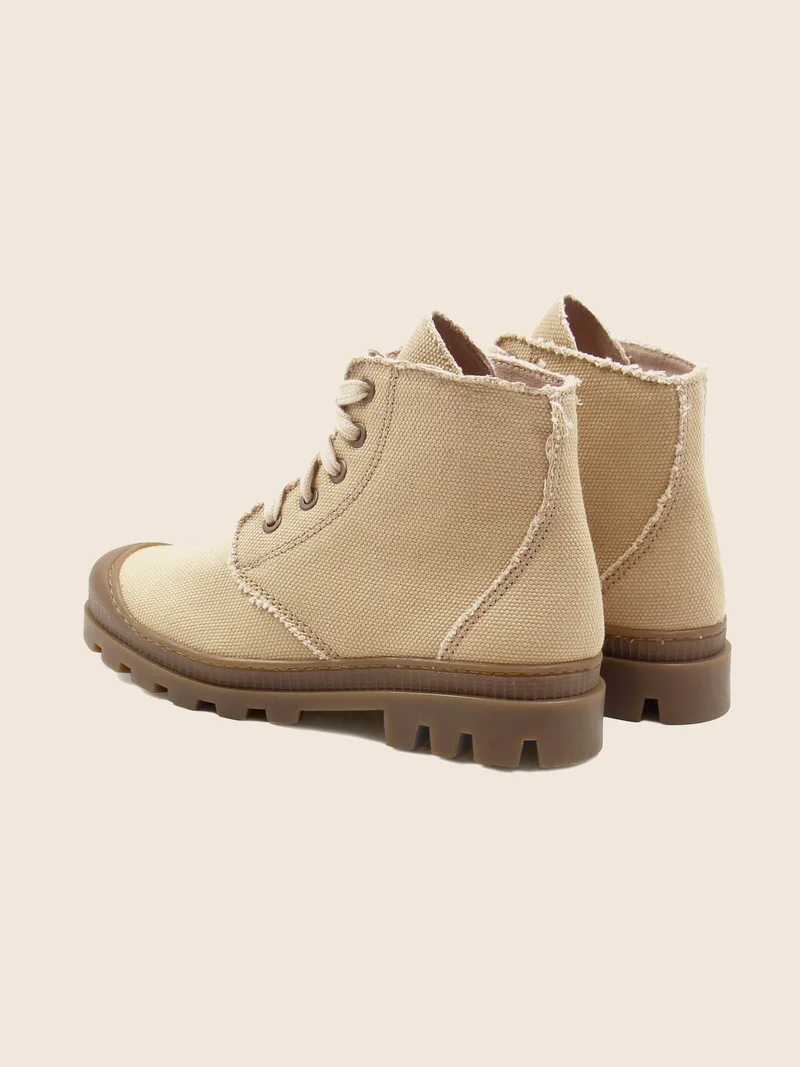 Bottines crantées toile recyclée camel