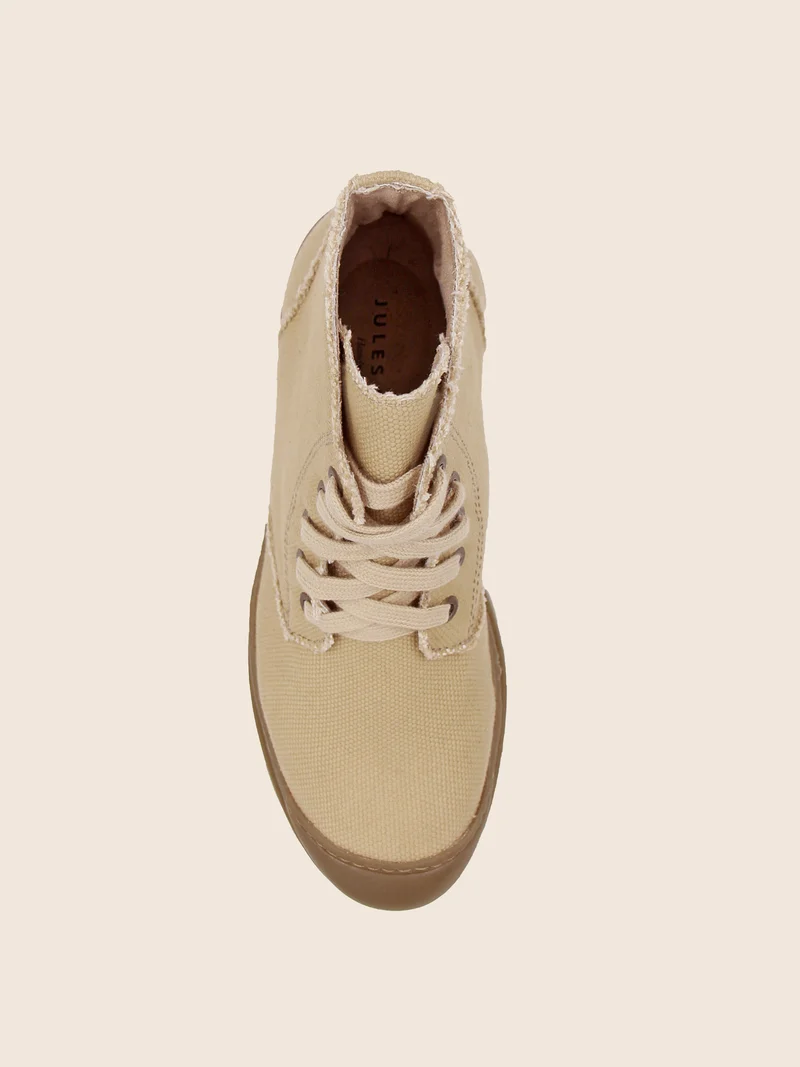 Bottines crantées toile recyclée camel