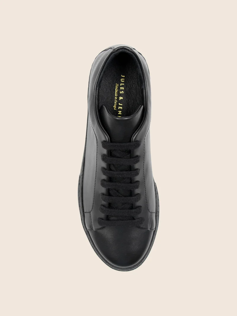 Tennis lacet cuir noir