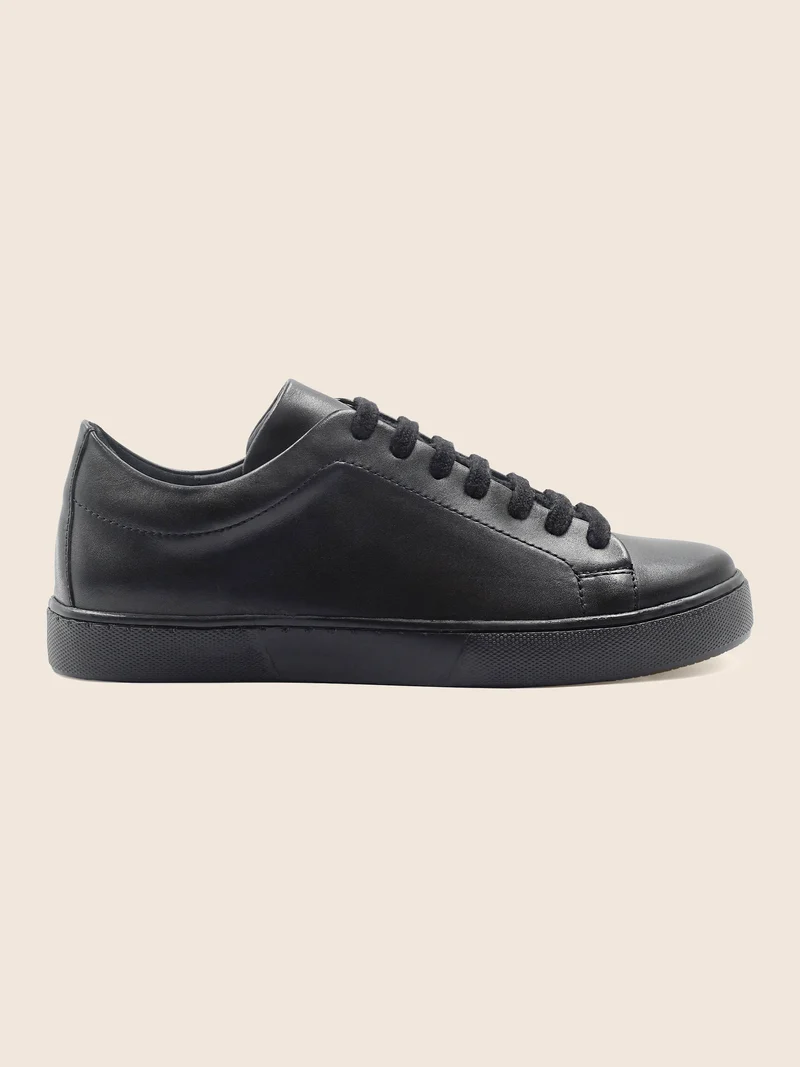 Tennis lacet cuir noir
