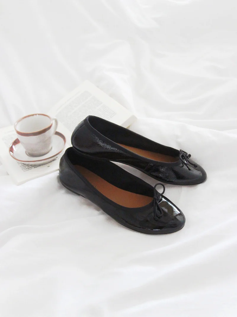 Ballerines classiques cuir brillant noir