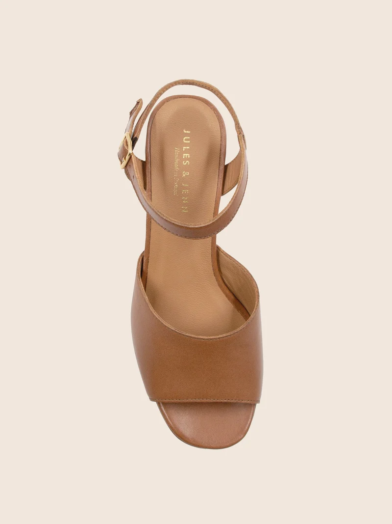 Sandales plateforme cuir camel