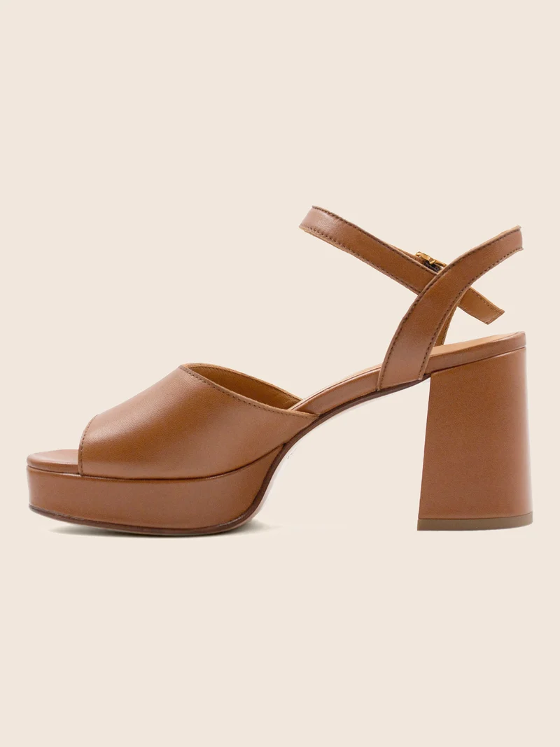 Sandales plateforme cuir camel