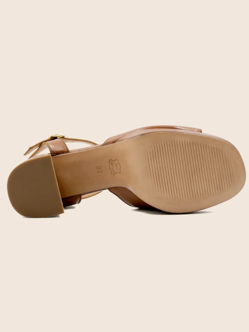 Sandales plateforme cuir camel