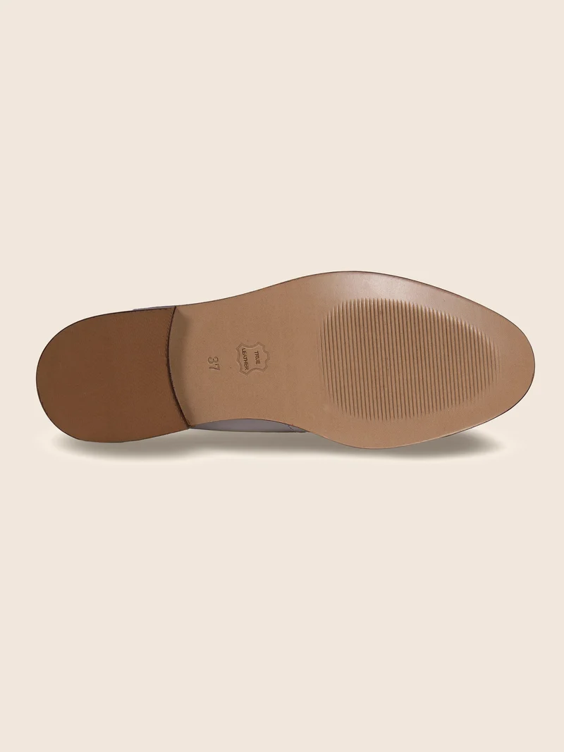 Mocassins cuir beige blanc