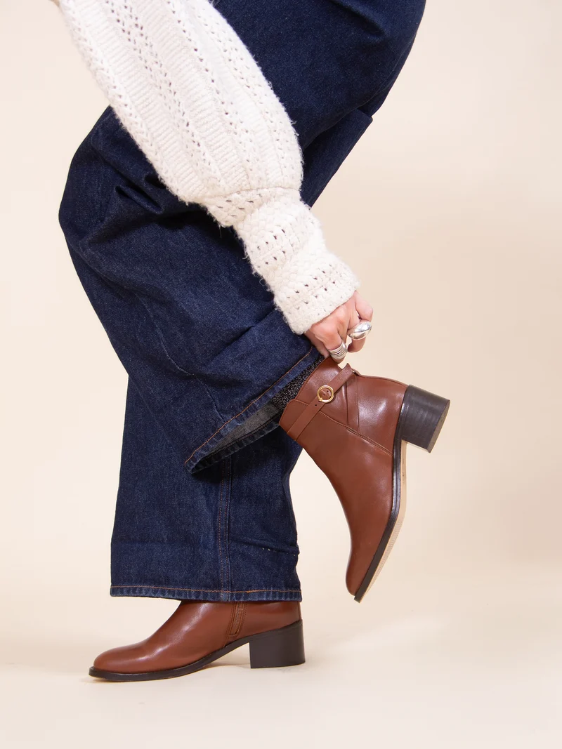 Bottines cavalières cuir camel
