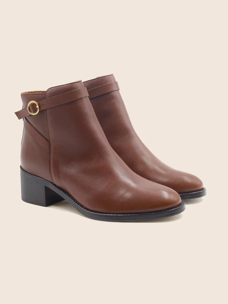Bottines cavalières cuir camel