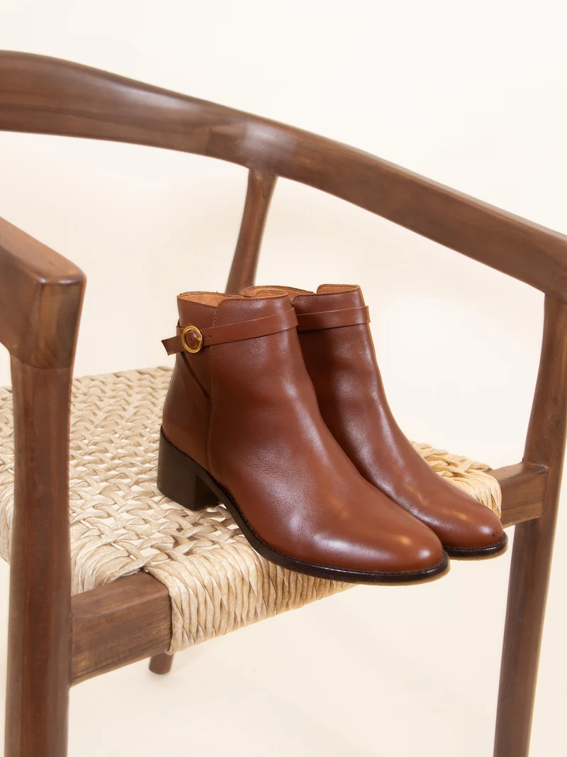 Bottines cavalières cuir camel