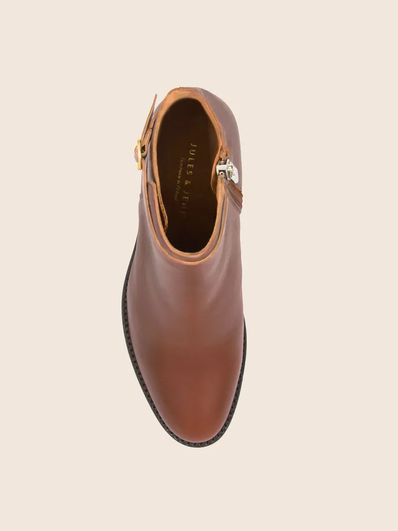 Bottines cavalières cuir camel