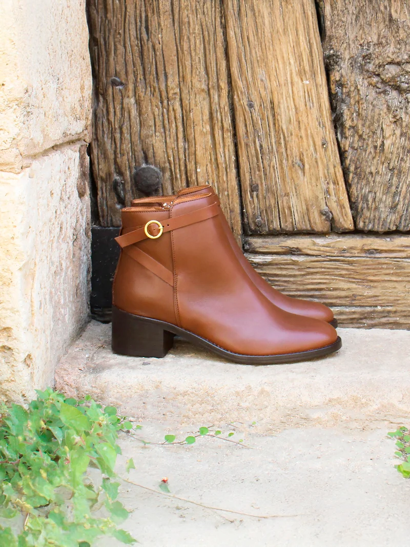 Bottines cavalières cuir camel