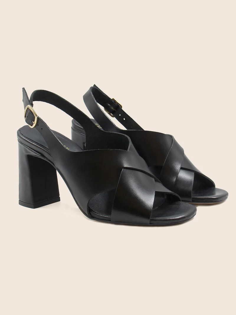 Sandales graphiques cuir noir