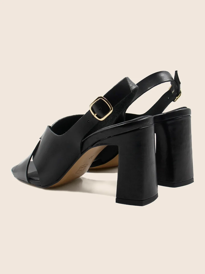 Sandales graphiques cuir noir