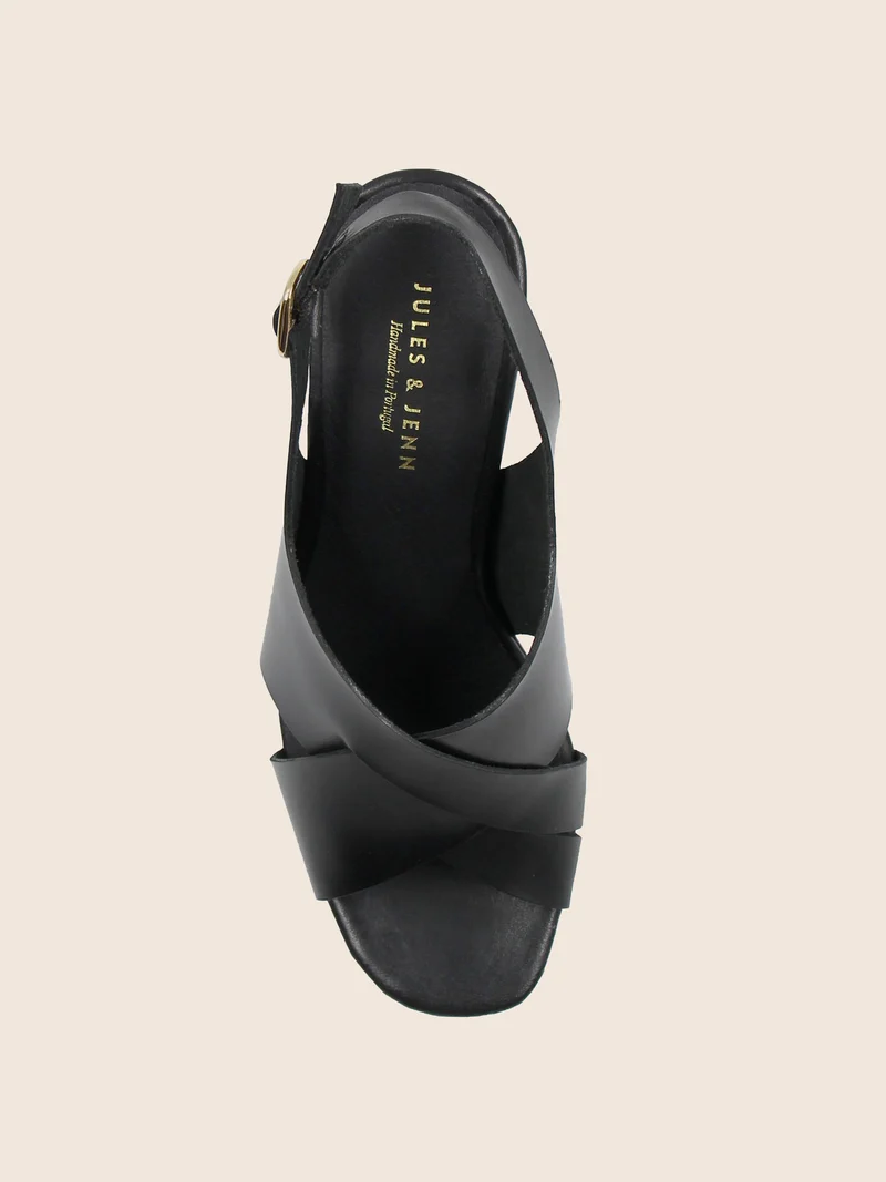 Sandales graphiques cuir noir