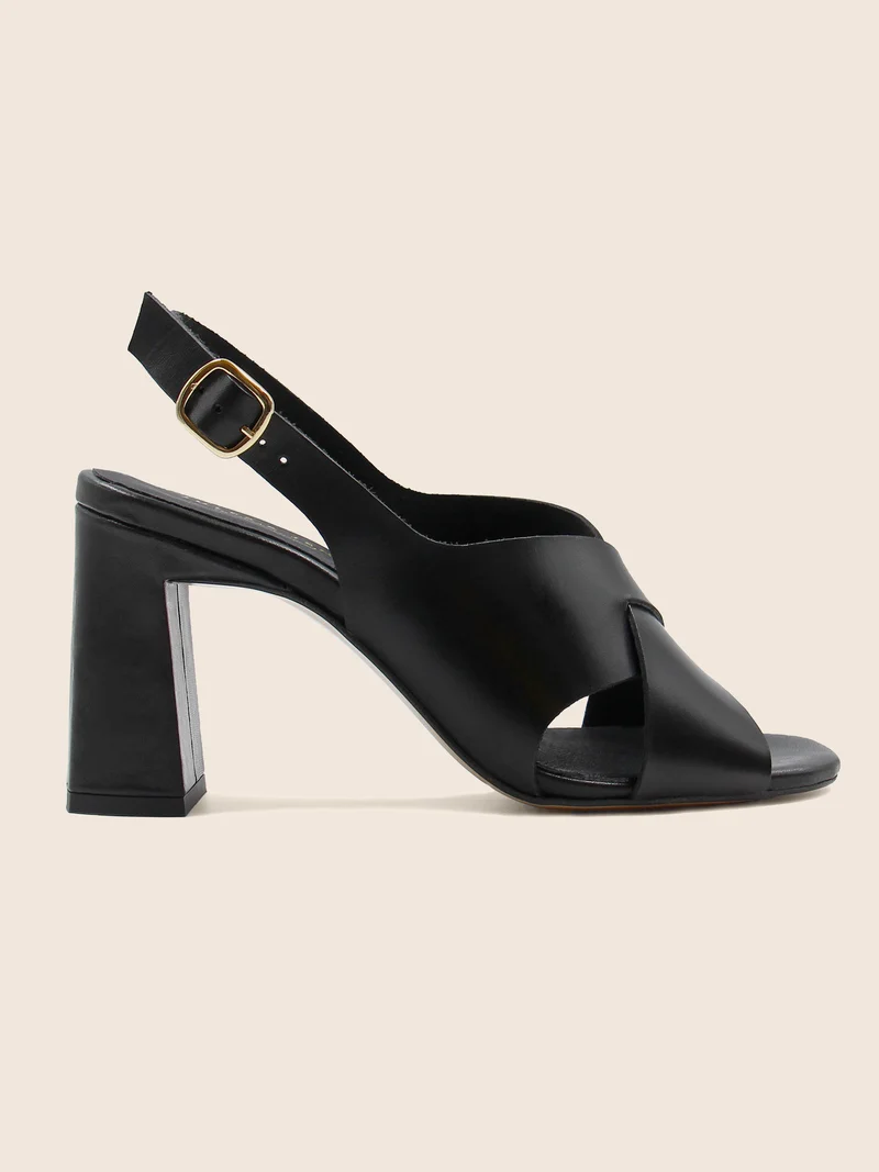 Sandales graphiques cuir noir