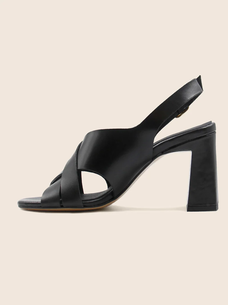 Sandales graphiques cuir noir