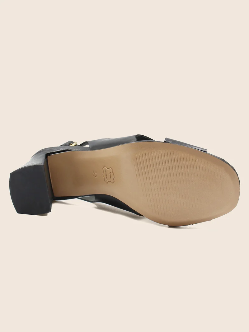 Sandales graphiques cuir noir