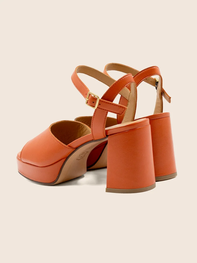 Sandales plateforme cuir orange