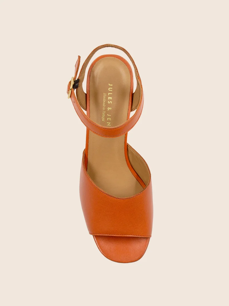 Sandales plateforme cuir orange