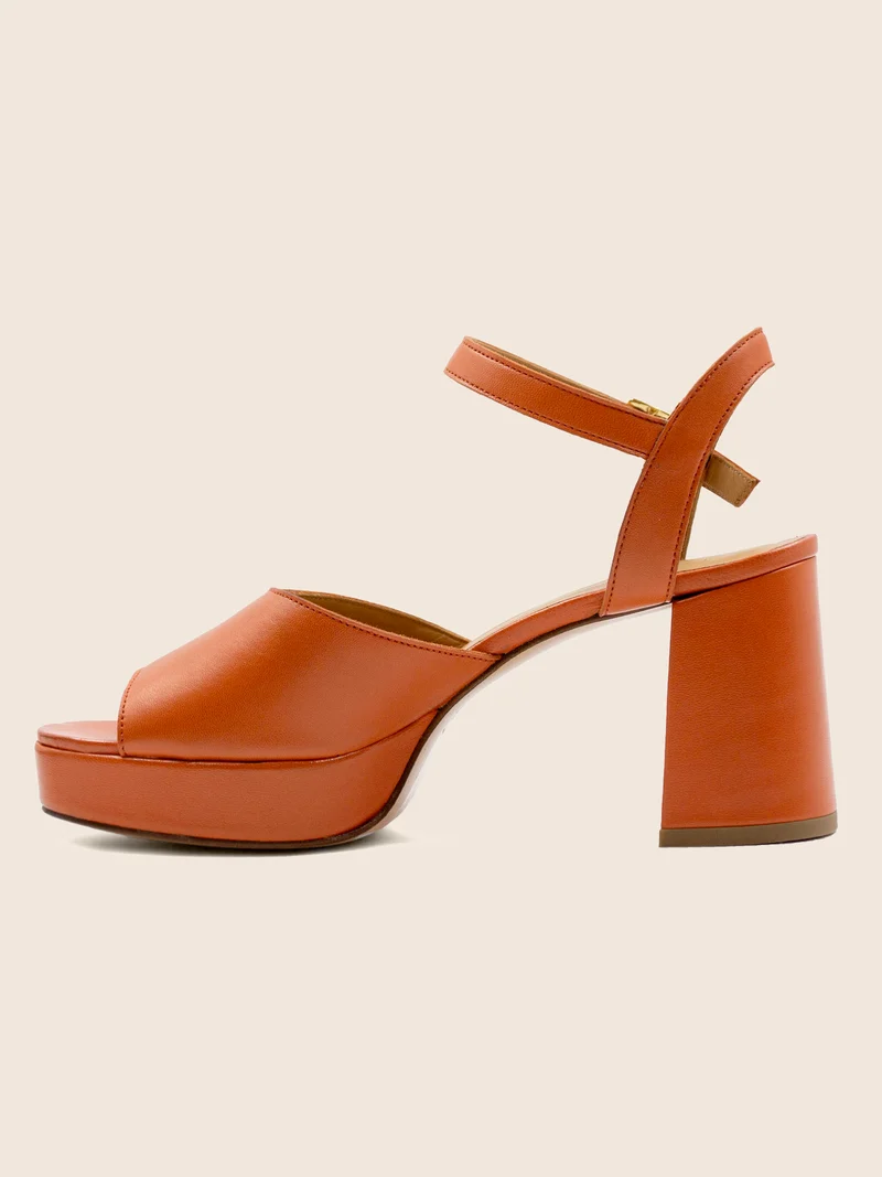 Sandales plateforme cuir orange