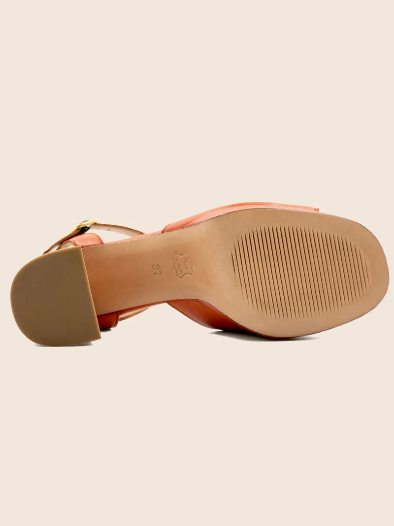 Sandales plateforme cuir orange