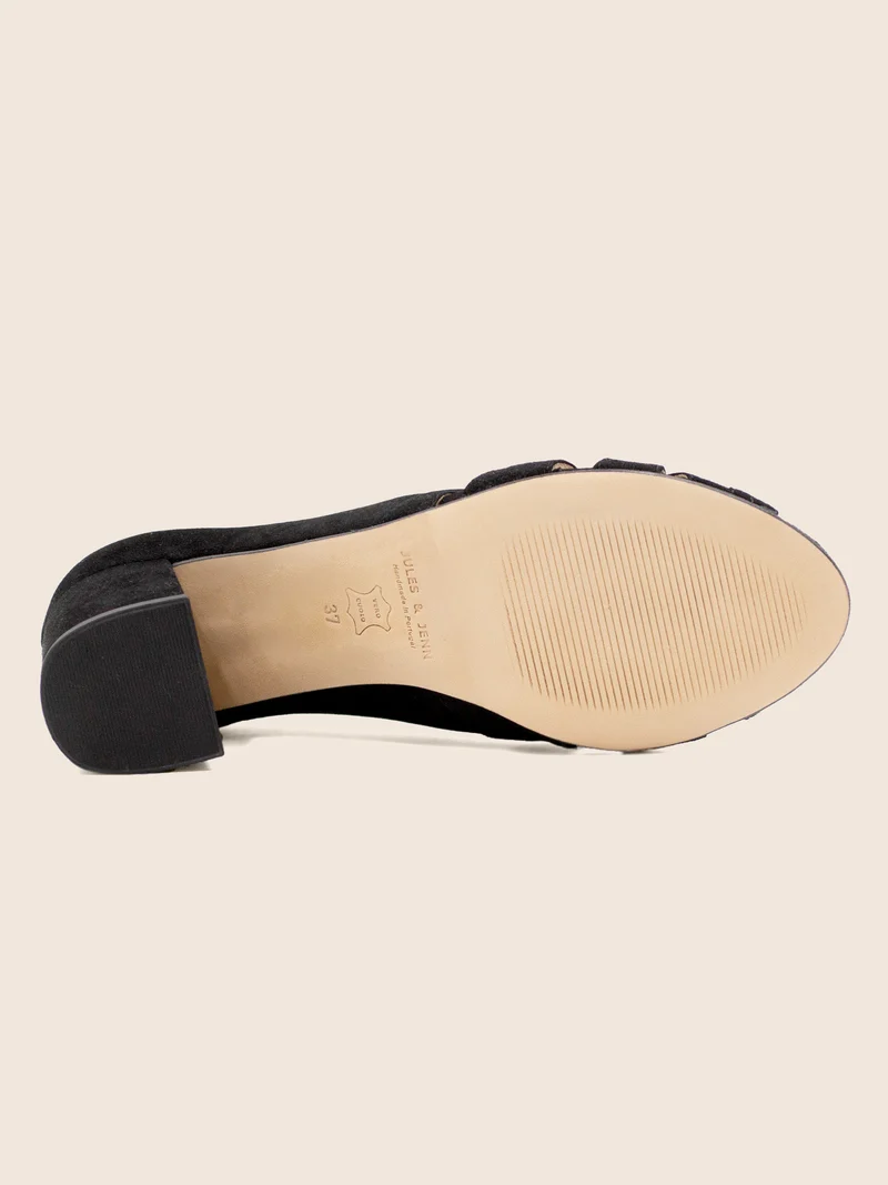 Escarpins découpe cuir daim noir