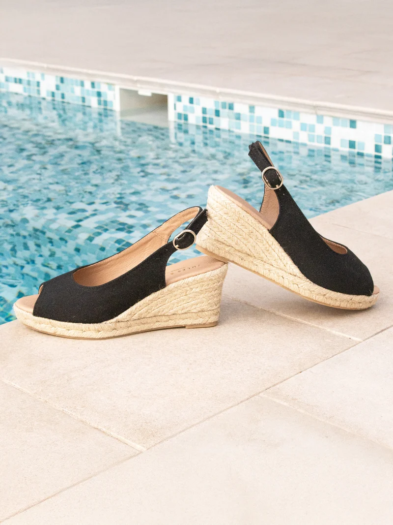 Espadrilles slingback recyclées noir