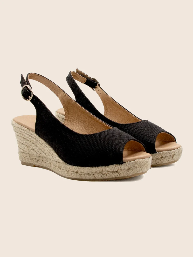 Espadrilles slingback recyclées noir