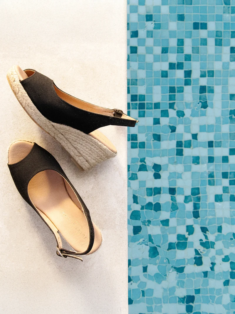 Espadrilles slingback recyclées noir