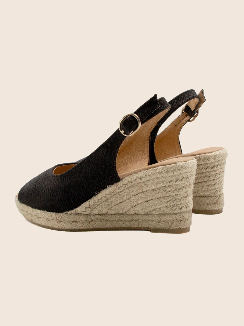 Espadrilles slingback recyclées noir
