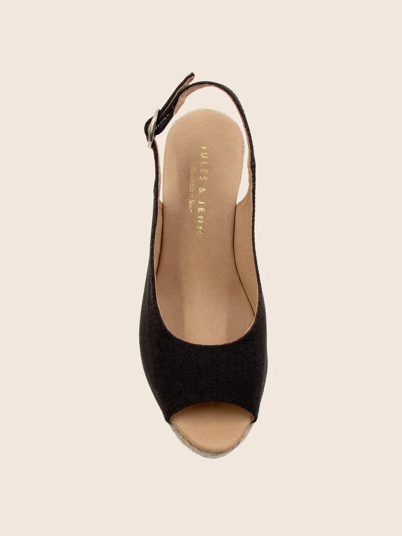 Espadrilles slingback recyclées noir