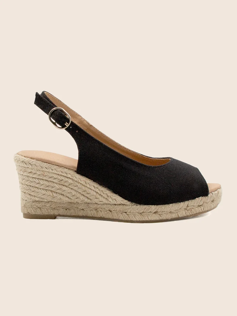Espadrilles slingback recyclées noir