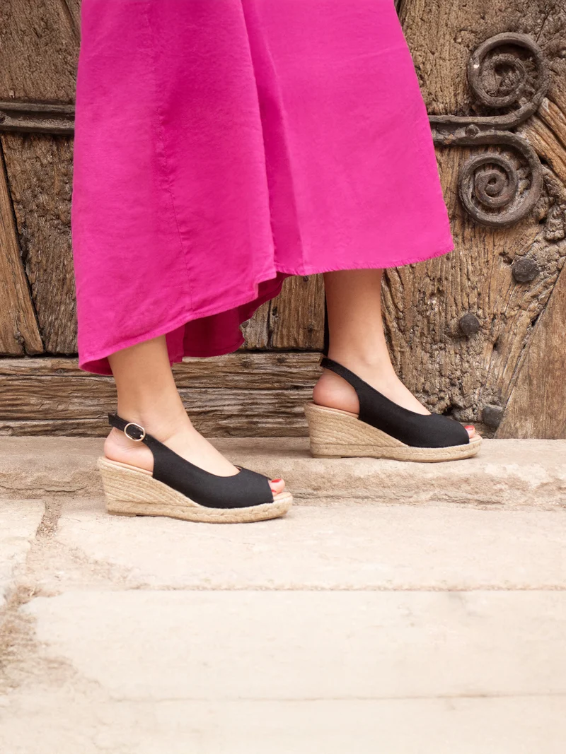 Espadrilles slingback recyclées noir