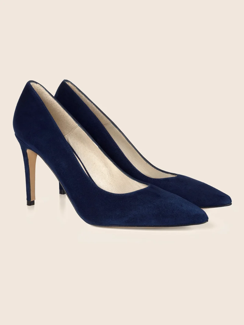 Escarpins cuir daim bleu marine