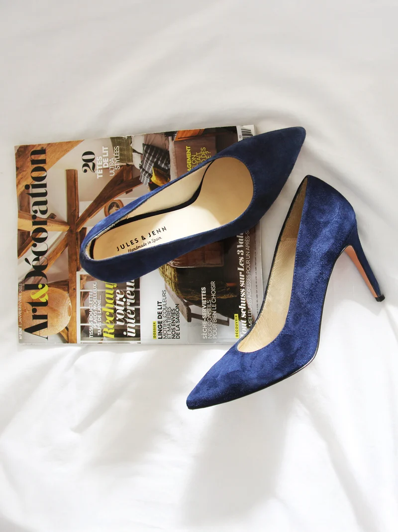 Escarpins cuir daim bleu marine