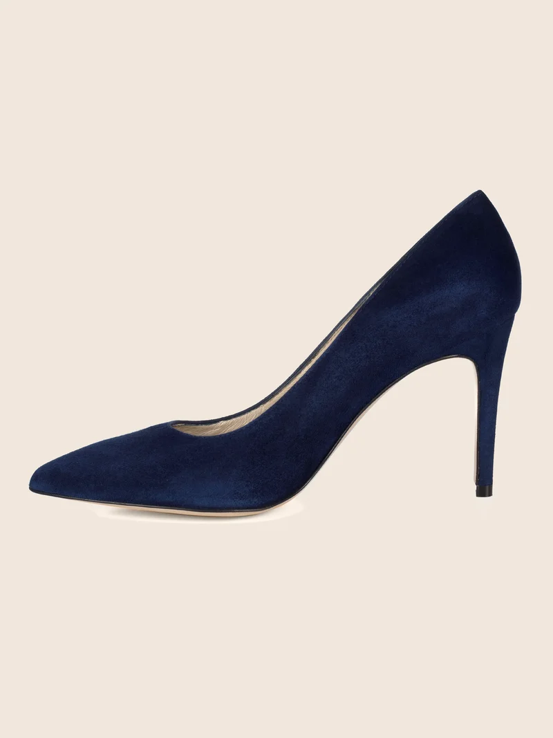 Escarpins cuir daim bleu marine