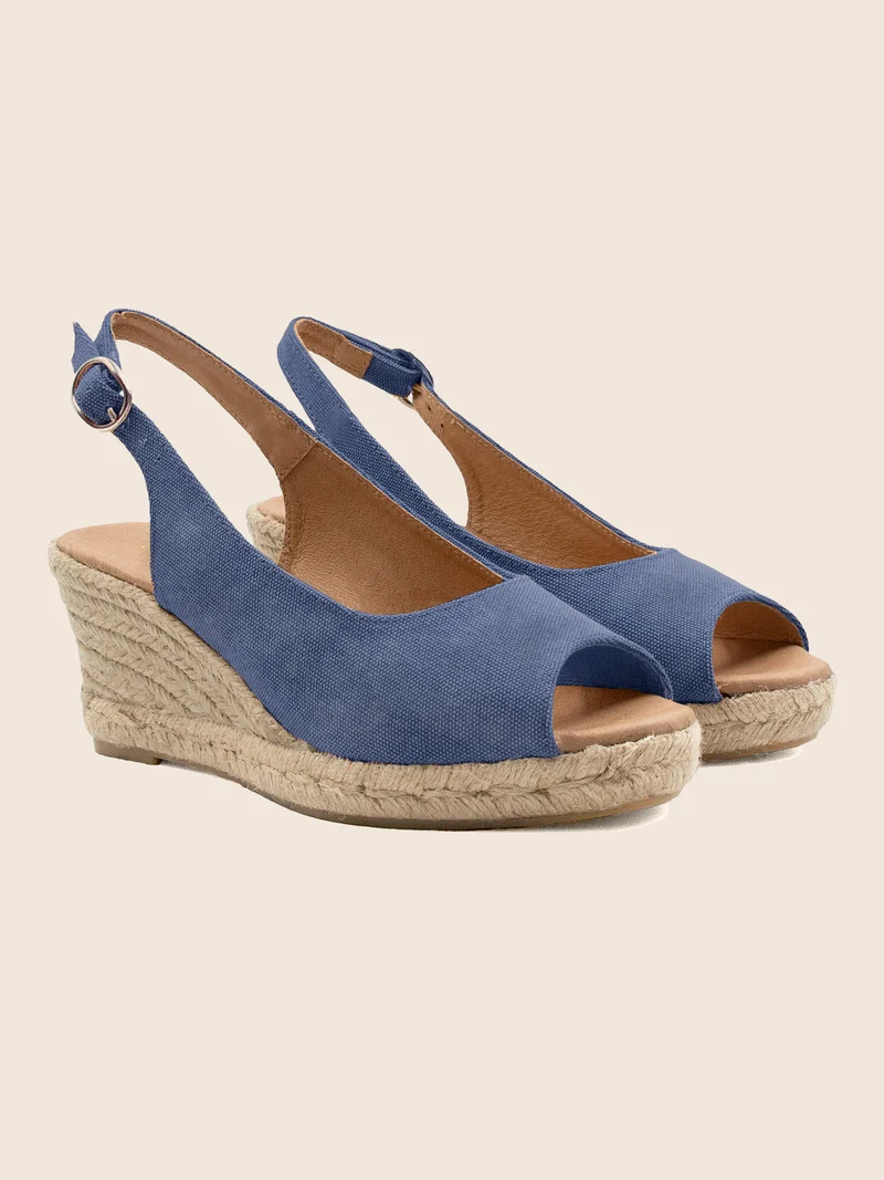 Espadrilles slingback recyclées bleu