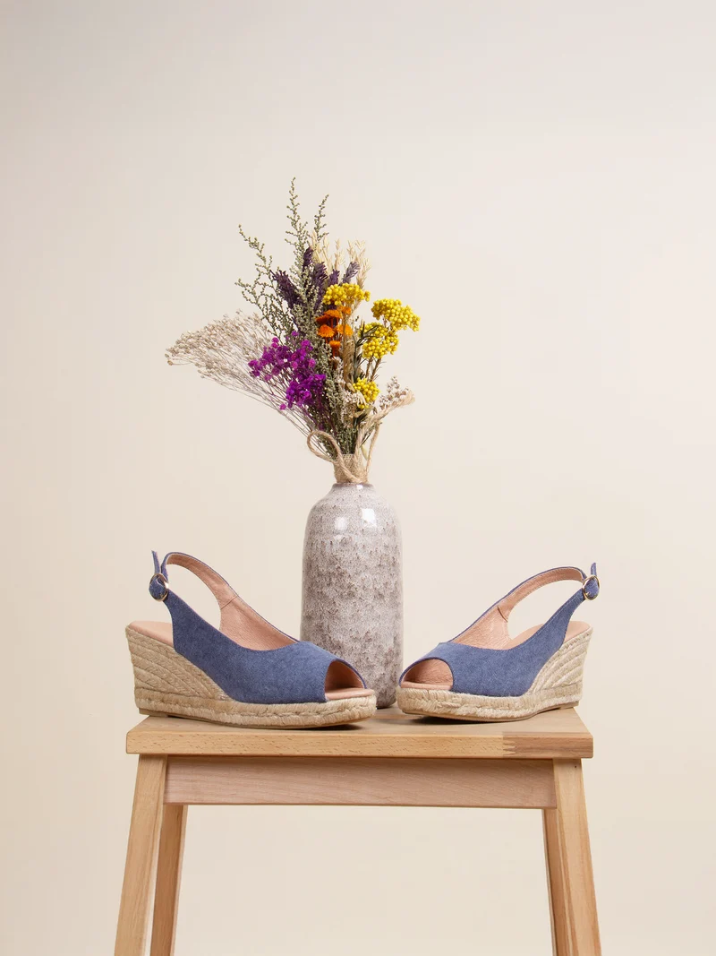 Espadrilles slingback recyclées bleu