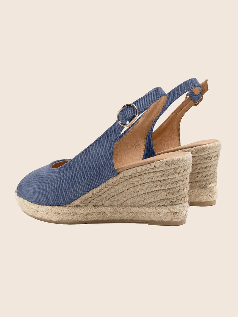 Espadrilles slingback recyclées bleu
