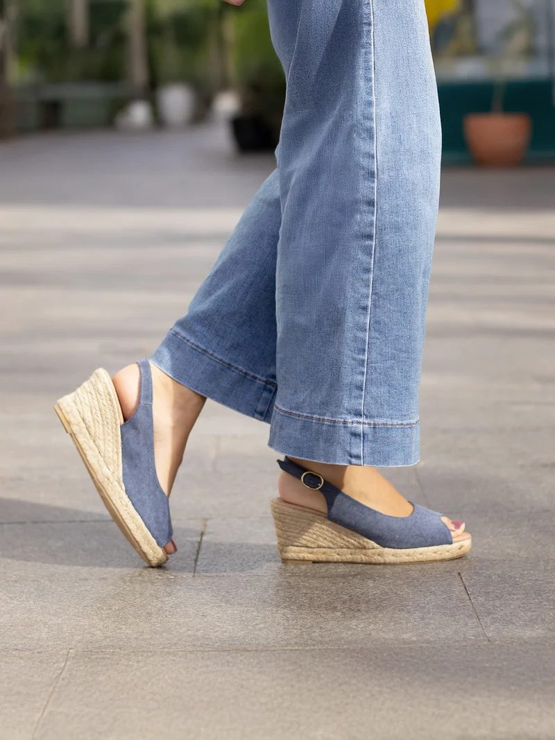 Espadrilles slingback recyclées bleu