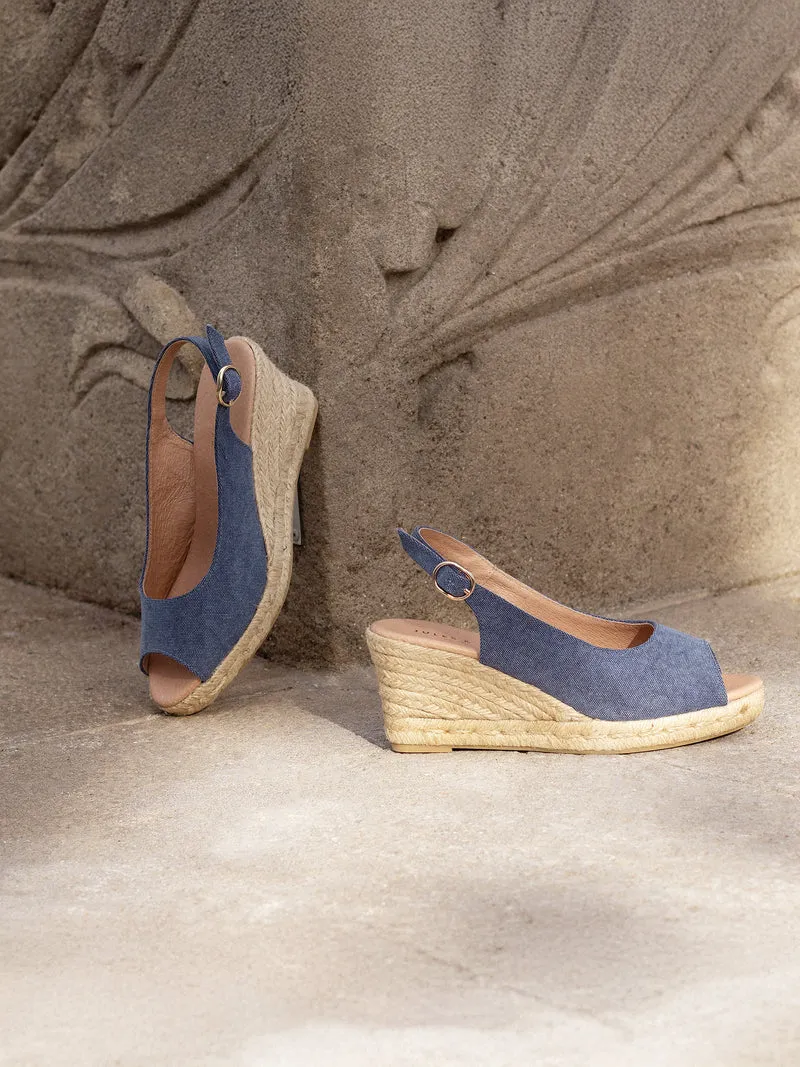 Espadrilles slingback recyclées bleu