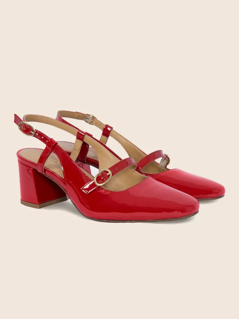 Escarpins slingback cuir vernis rouge